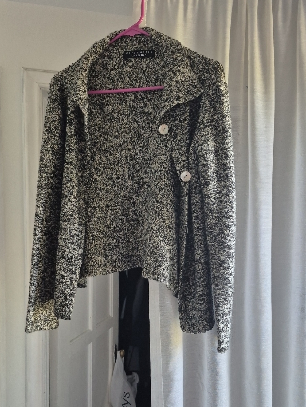 Grey Marled Button-Front Knit Cardigan